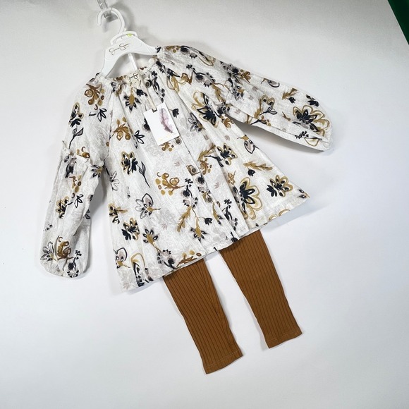 Jessica Simpson Girls Floral Tunic Top and Ribbed Leggings Set Size 4T - Picture 1 of 13